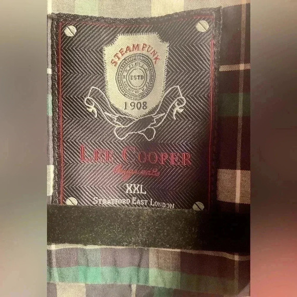 Lee Cooper ecru long sleeve button up green plaid shirt XXL - Picture 4 of 4